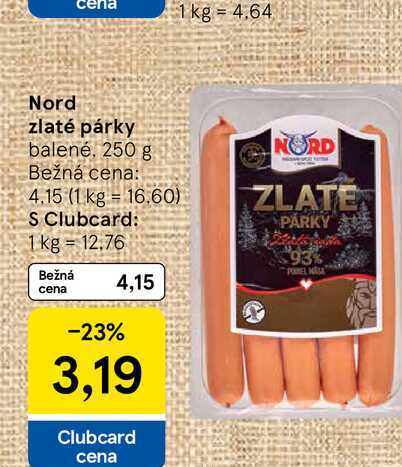 Nord zlaté párky balené, 250 g 