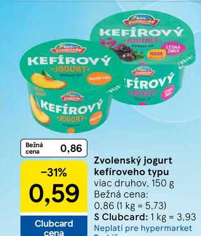 Zvolenský jogurt kefíroveho typu viac druhov, 150 g 