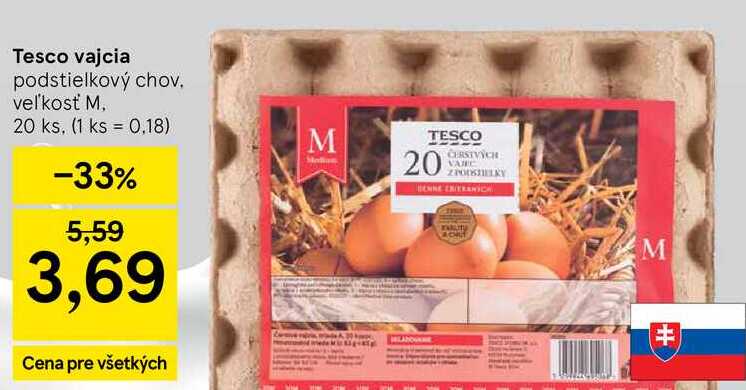 Tesco vajcia, 20 ks