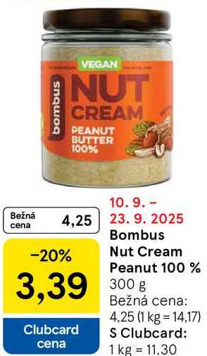 Bombus Nut Cream Peanut 100 %, 300 g