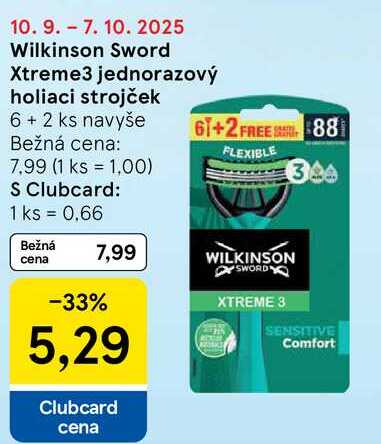 Wilkinson Sword Xtreme3 jednorazový holiaci strojček, 6+2 ks navyše