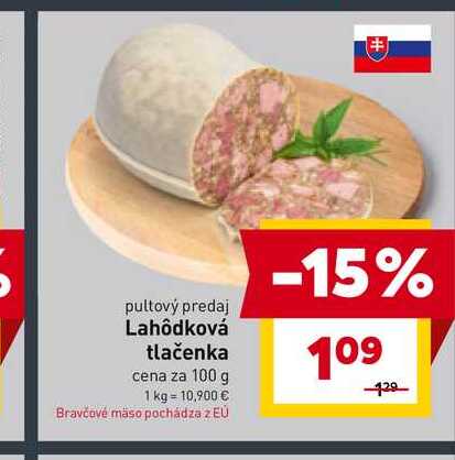 Lahôdková tlačenka cena za 100 g 