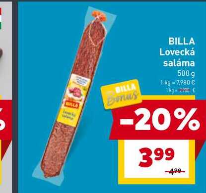 BILLA Lovecká saláma 500 g