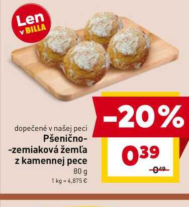 Pšenično-zemiaková žemľa z kamennej pece 80 g 