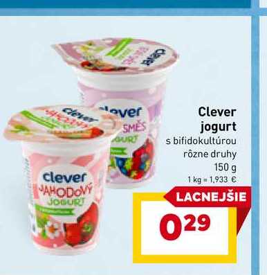 Clever jogurt s bifidokultúrou rôzne druhy 150 g