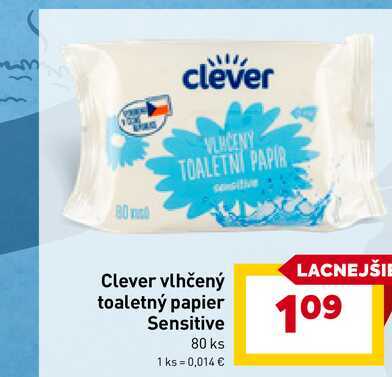 Clever vlhčený toaletný papier Sensitive 80 ks 