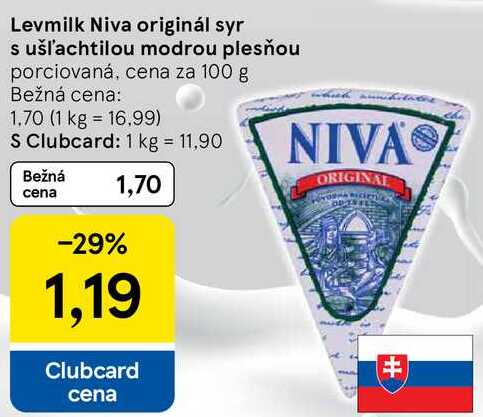 Levmilk Niva originál syr s ušľachtilou modrou plesňou, cena za 100 g 