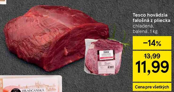 Tesco hovädzia falošná z pliecka, 1 kg 