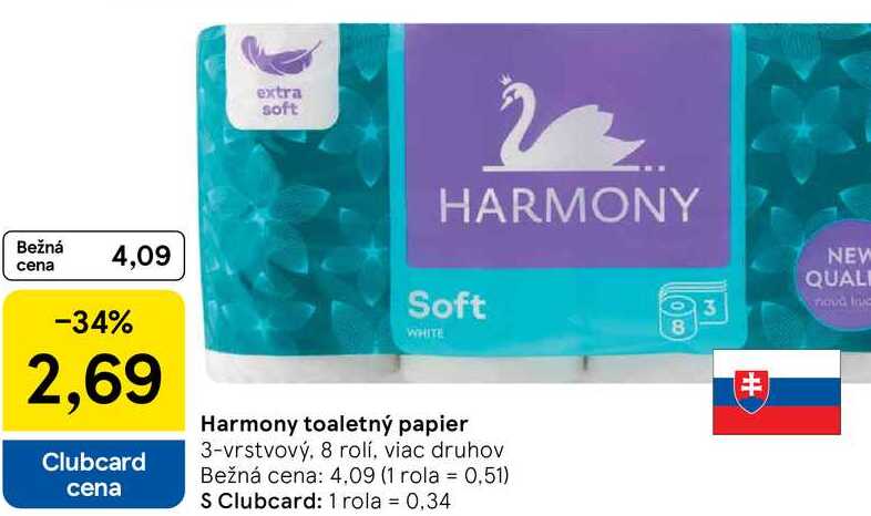 Harmony toaletný papier, 8 rolí