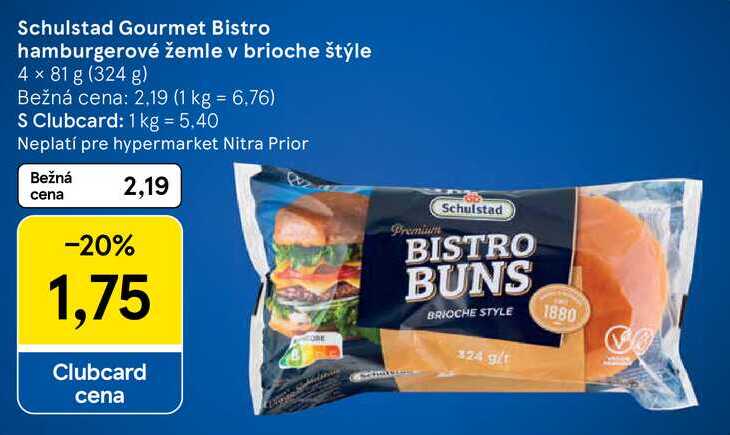 Schulstad Gourmet Bistro hamburgerové žemle v brioche štýle, 4x 81 g 
