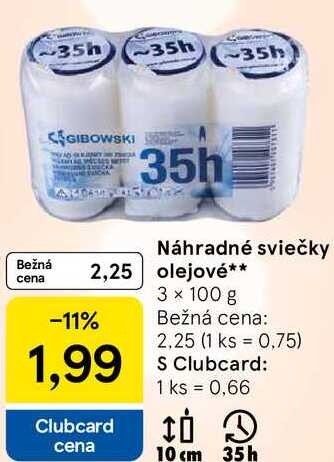 Náhradné sviečky olejové, 3x 100 g