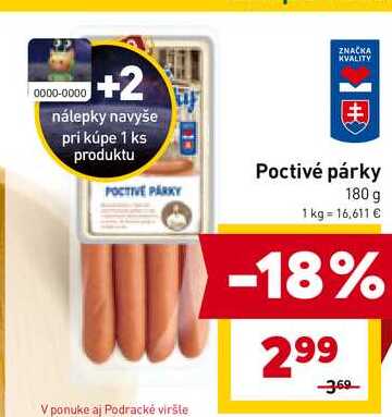Poctivé párky 180 g