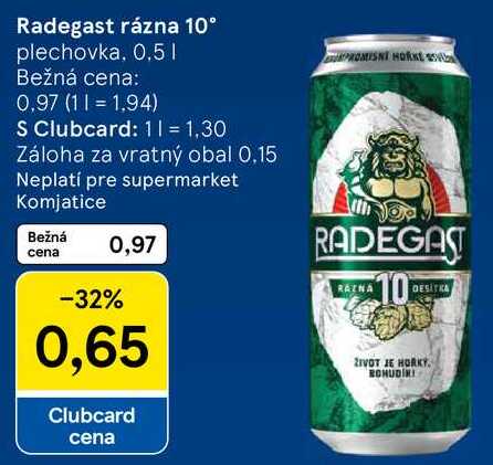 Radegast rázna 10°, 0,5 l
