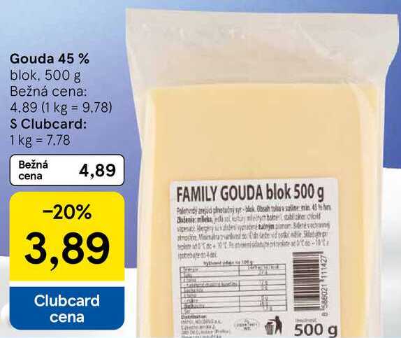 Gouda 45%, 500 g 