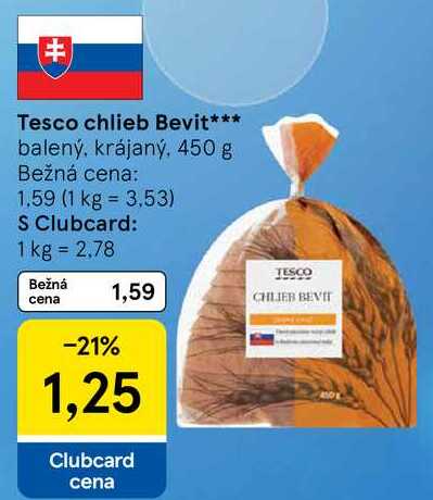 Tesco chlieb Bevit, 450 g 