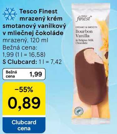 Tesco Finest mrazený krém smotanový vanilkový v mliečnej čokoláde, 120 g