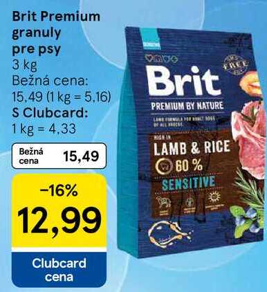 Brit Premium granuly pre psy, 3 kg