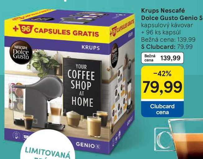 Krups Nescafé Dolce Gusto Genio S, kapsulový kávovar + 96 ks 