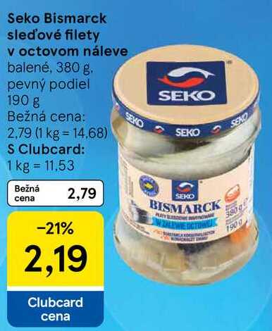 Seko Bismarck sleďové filety v octovom náleve, 380 g