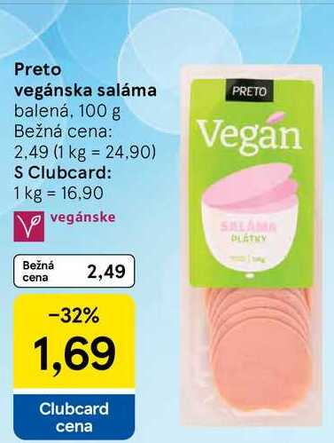 Preto vegánska saláma, 100 g 