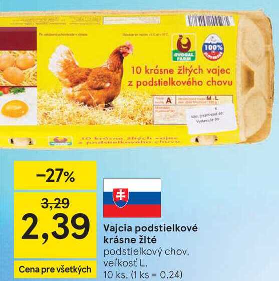  Vajcia podstielkové krásne žlté, 10 ks