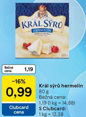 Král sýrů hermelín, 80 g