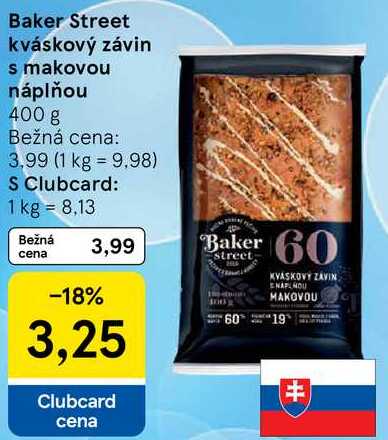 Baker Street kváskový závin s makovou náplňou, 400 g