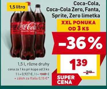 Coca-Cola 1,5 l, vybrané druhy 1.5l