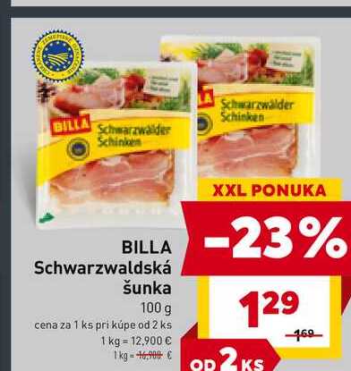 BILLA Schwarzwaldská šunka 100 g 