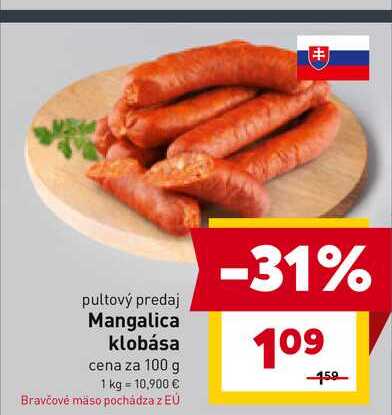 Mangalica klobása cena za 100 g 