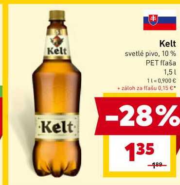 Kelt svetlé pivo, 10% PET fľaša 1,5l