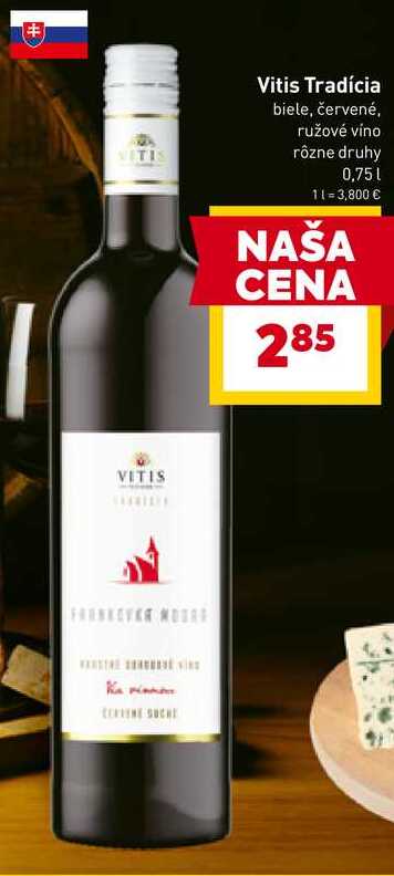Vitis Tradícia biele, červené, ružové víno rôzne druhy 0,75l