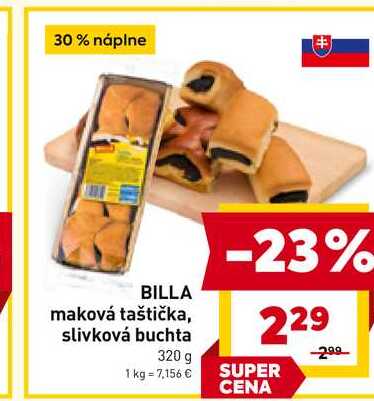 BILLA maková taštička, slivková buchta 320 g 