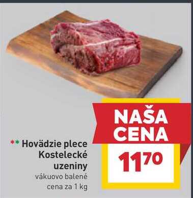 Hovädzie plece Kostelecké uzeniny vákuovo balené cena za 1 kg