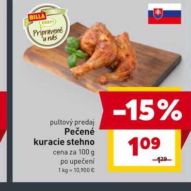 Pečené kuracie stehno cena za 100 g 