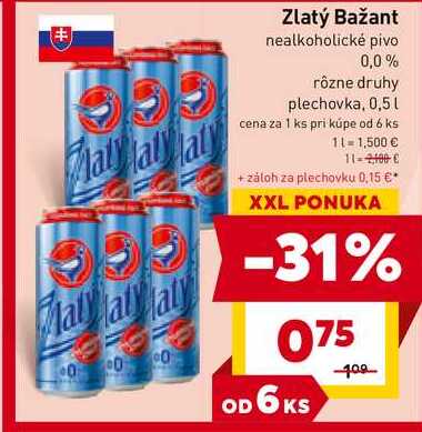 Zlatý Bažant Nealko 500ml  0.5l plechovka