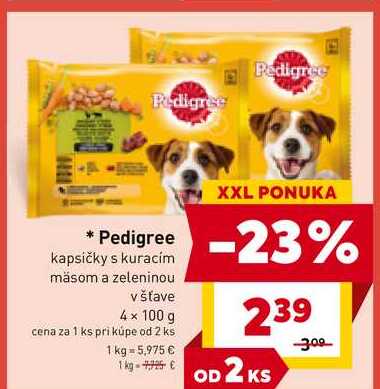 Pedigree kapsičky s kuracím mäsom a zeleninou v šťave 4 x 100 g 