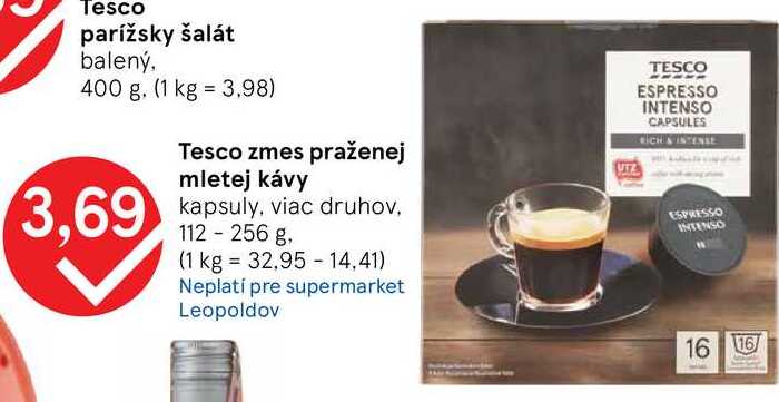 Tesco zmes praženej mletej kávy, 112-256 g