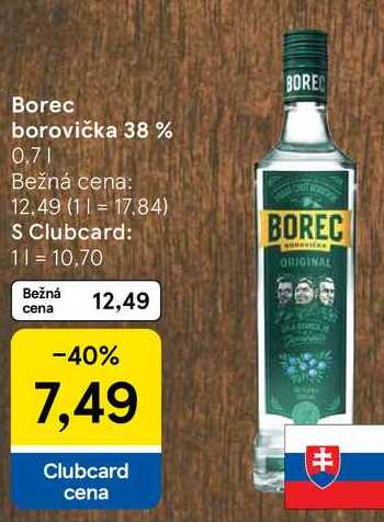 Borec borovička 38%, 0,7 l