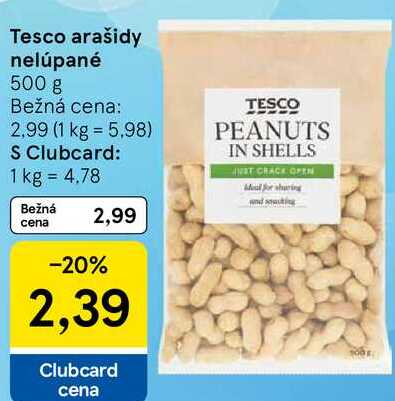 Tesco arašidy nelúpané, 500 g 