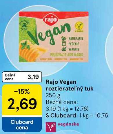 Rajo Vegan roztierateľný tuk, 250 g