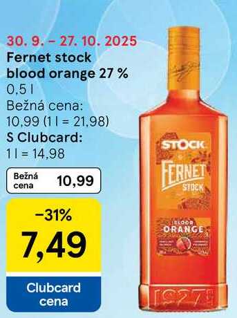 Fernet stock blood orange 27 %, 0,5 l