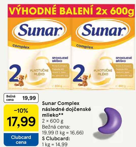 Sunar Complex následné dojčenské mlieko, 2x 600 g