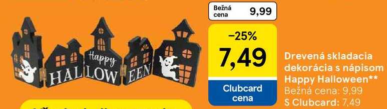 Drevená skladacia dekorácia s nápisom Happy Halloween
