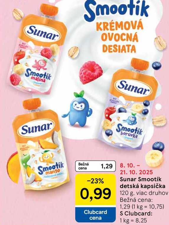 Sunar Smootík detská kapsička, 120 g
