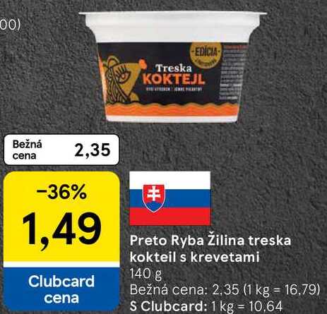 Preto Ryba Žilina treska kokteil s krevetami, 140 g