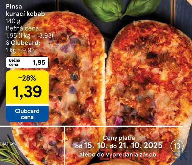 Pinsa kurací kebab, 140 g