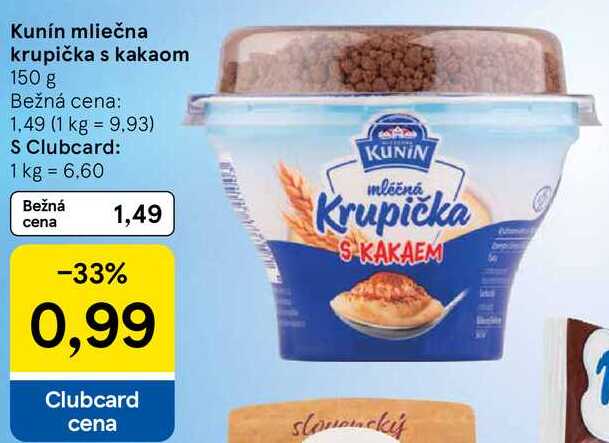 Kunín mliečna krupička s kakaom, 150 g