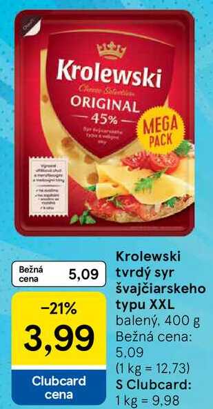 Krolewski tvrdý syr švajčiarskeho typu XXL, 400 g 