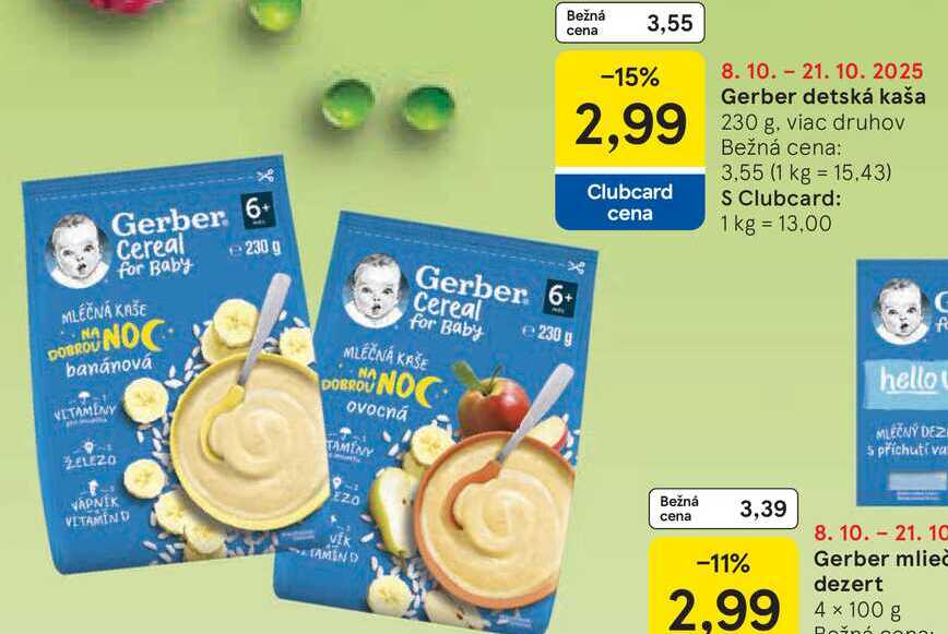 Gerber detská kaša, 230 g